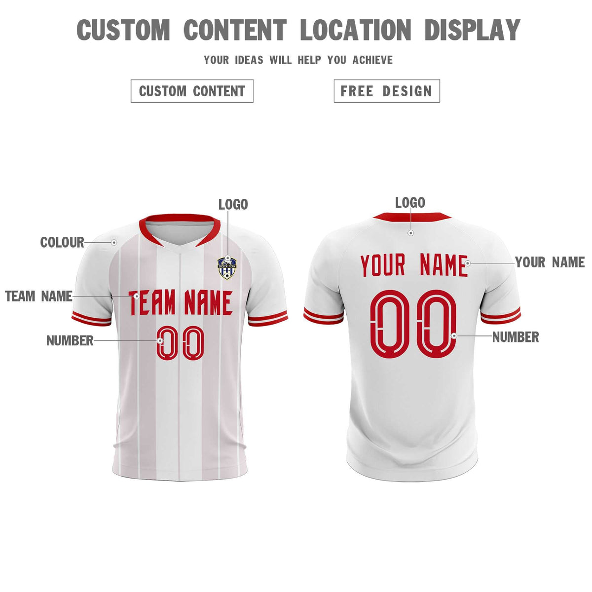 Custom White Classic Striped Personalized Football Kit Jersey