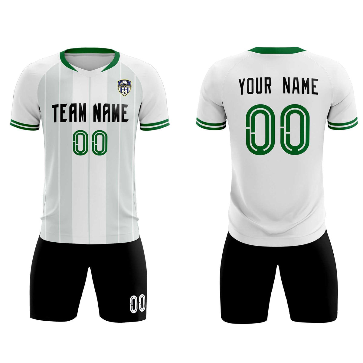 Custom White Classic Striped Personalized Football Kit Jersey