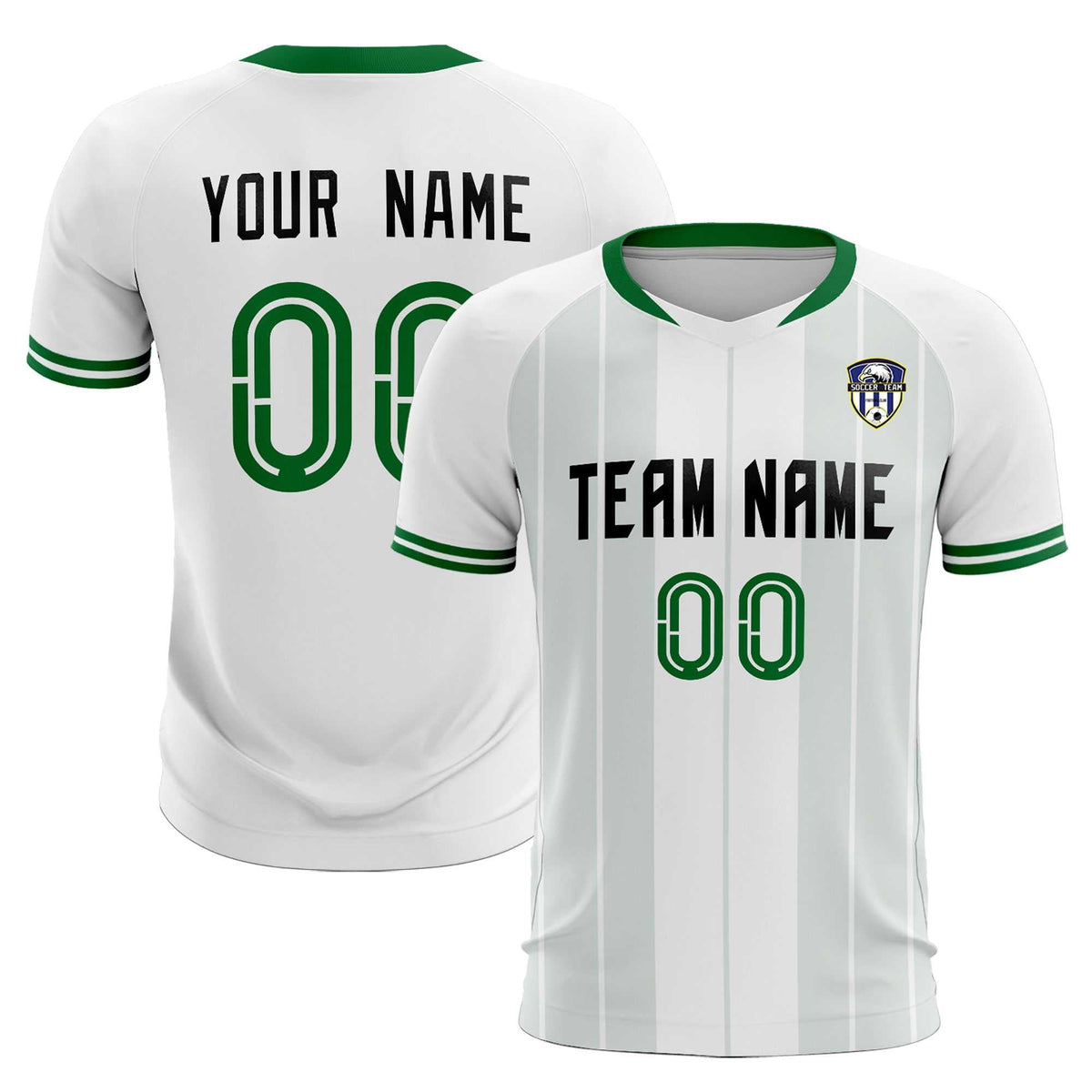 Custom White Classic Striped Personalized Football Kit Jersey