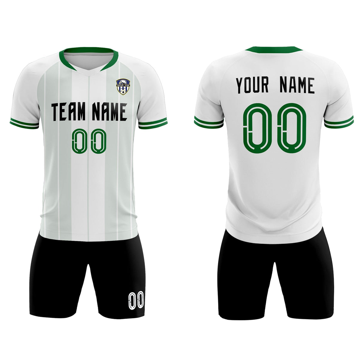 Custom White Classic Striped Personalized Football Kit Jersey