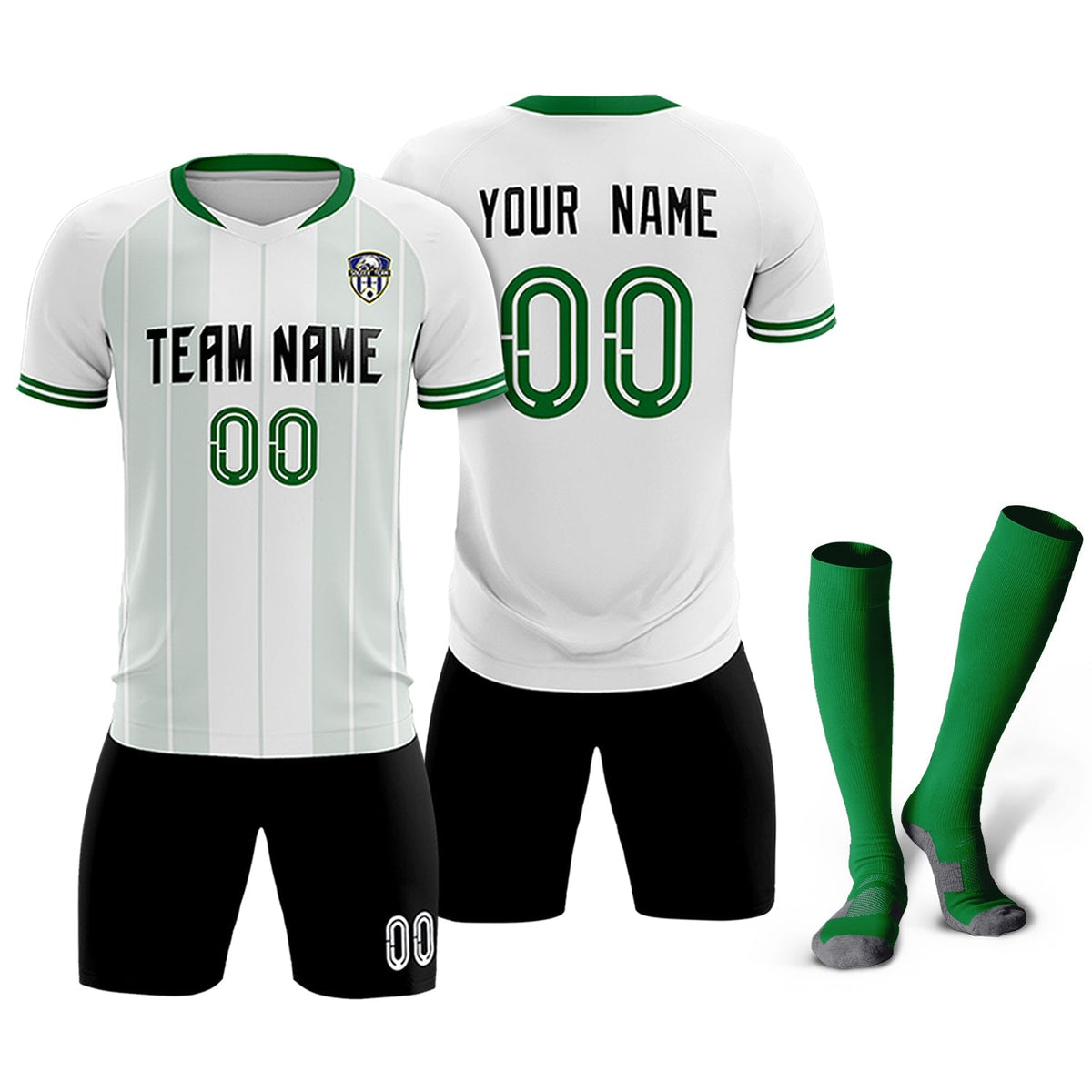 Custom White Classic Striped Personalized Football Kit Jersey