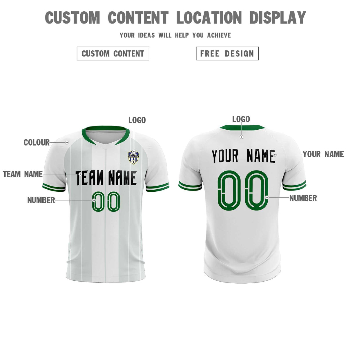 Custom White Classic Striped Personalized Football Kit Jersey