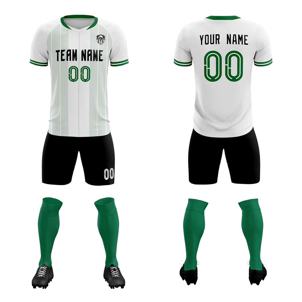 Custom White Classic Striped Personalized Football Kit Jersey