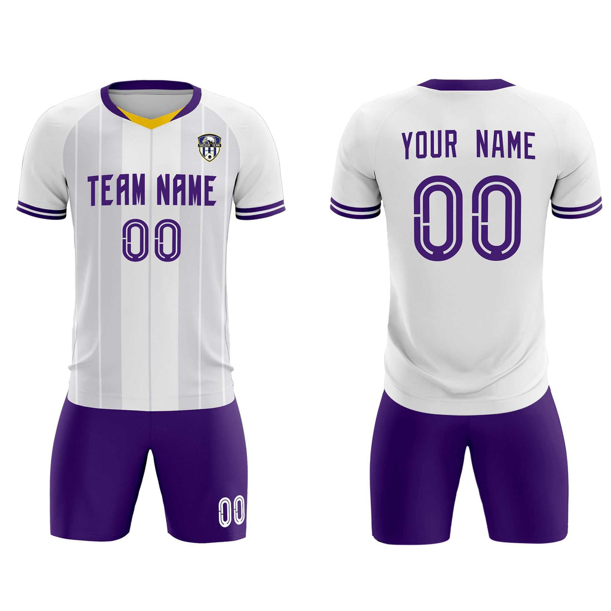 Custom White Classic Striped Personalized Football Kit Jersey