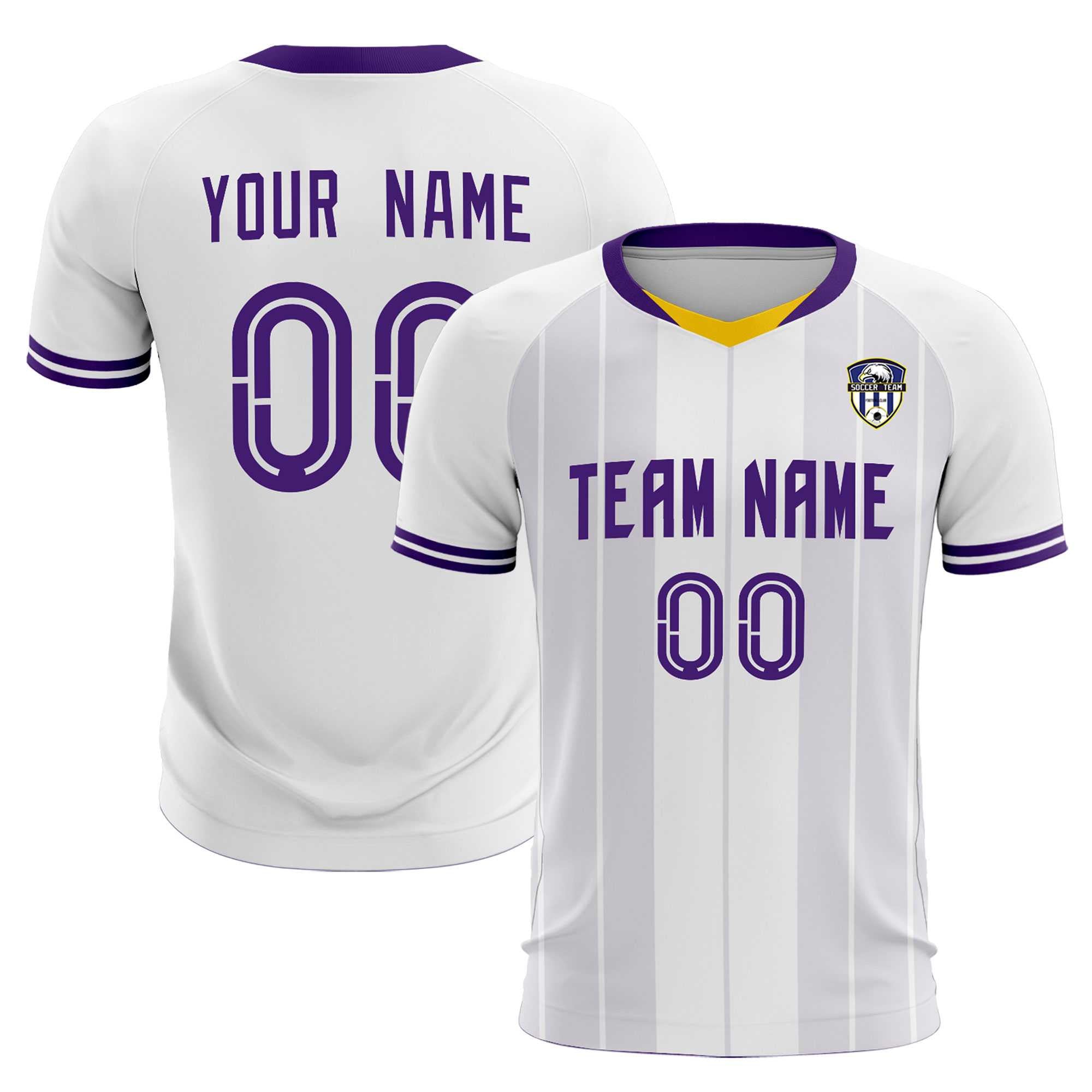 Custom White Classic Striped Personalized Football Kit Jersey