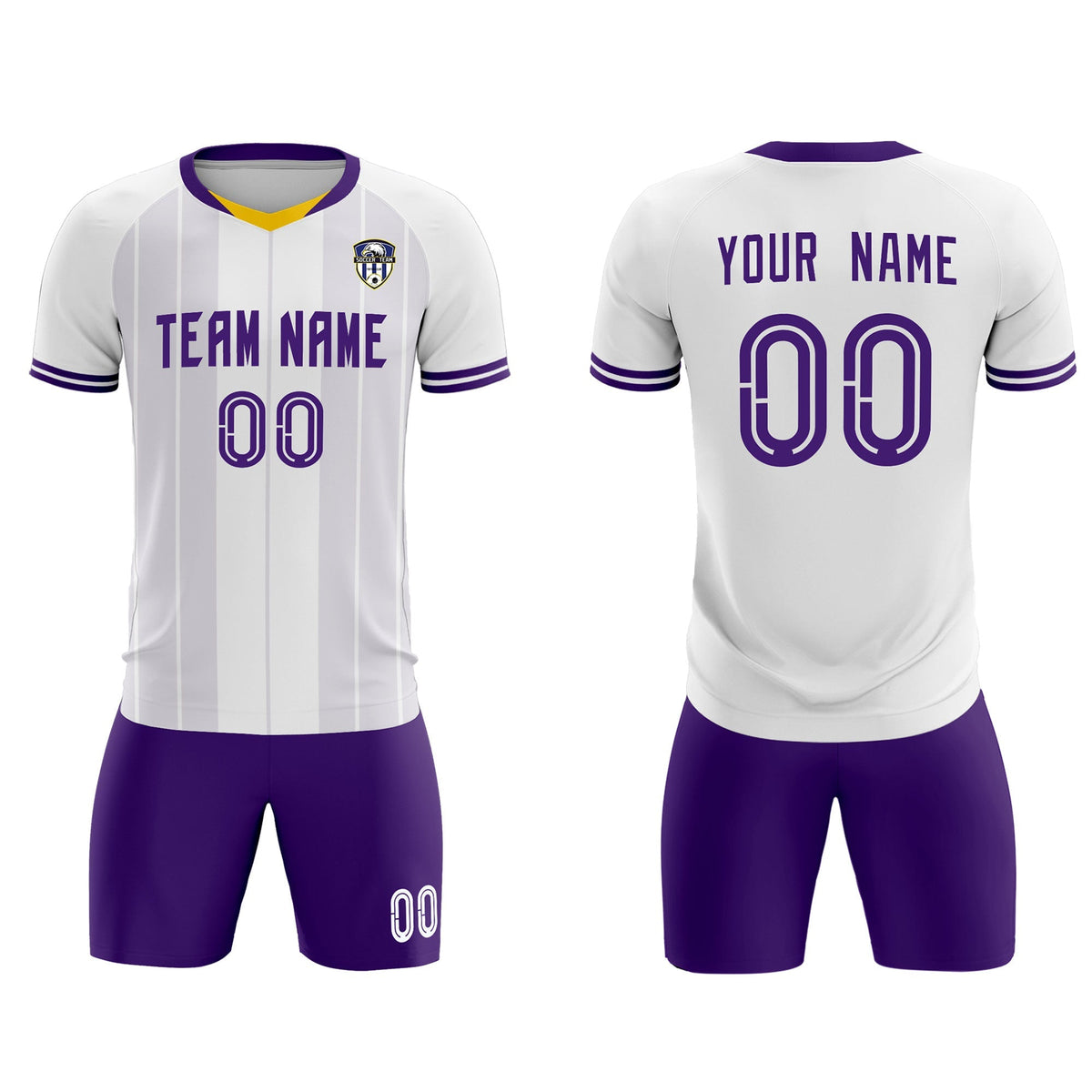 Custom White Classic Striped Personalized Football Kit Jersey