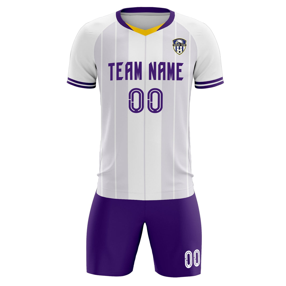 Custom White Classic Striped Personalized Football Kit Jersey