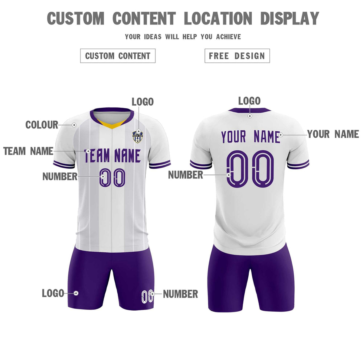 Custom White Classic Striped Personalized Football Kit Jersey