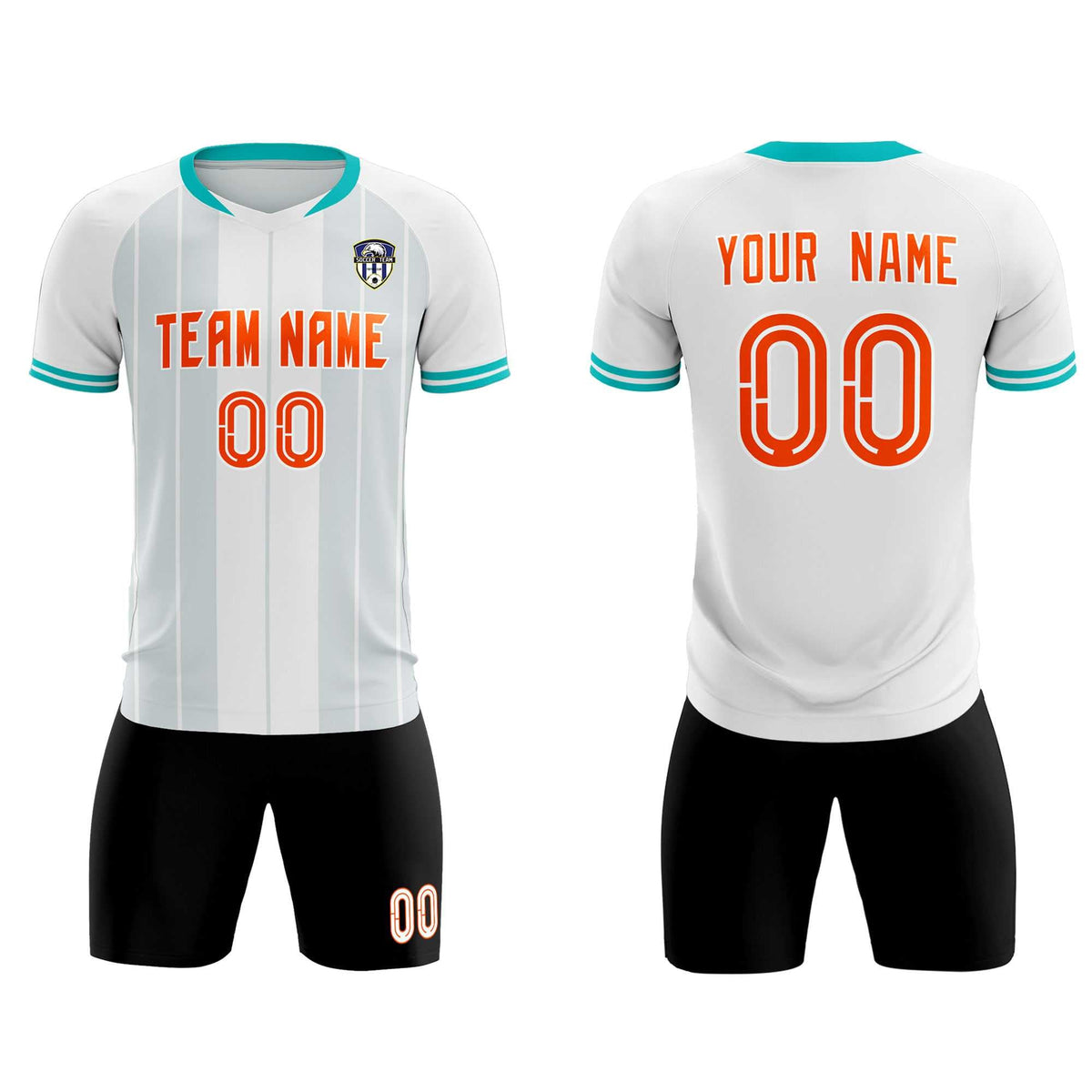 Custom White Classic Striped Personalized Football Kit Jersey