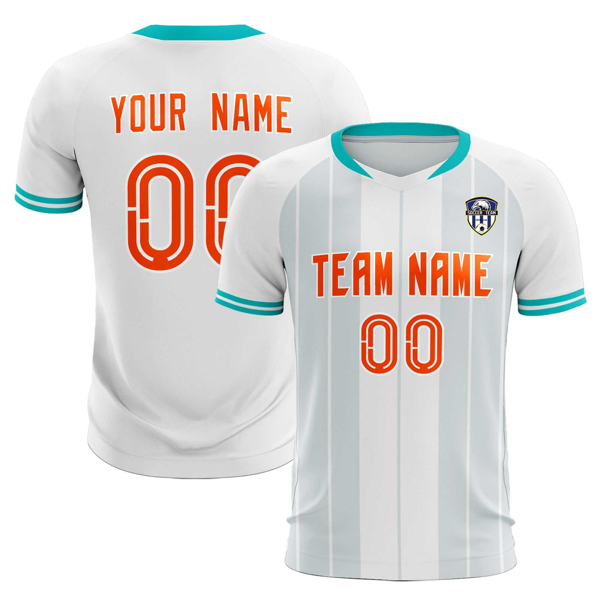 Custom White Classic Striped Personalized Football Kit Jersey