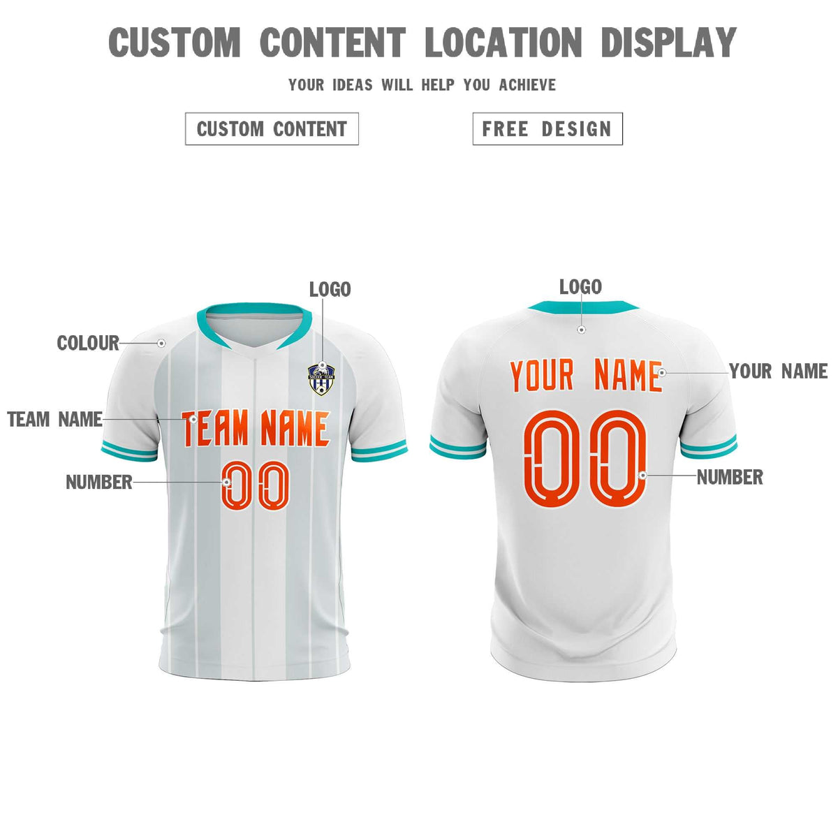 Custom White Classic Striped Personalized Football Kit Jersey