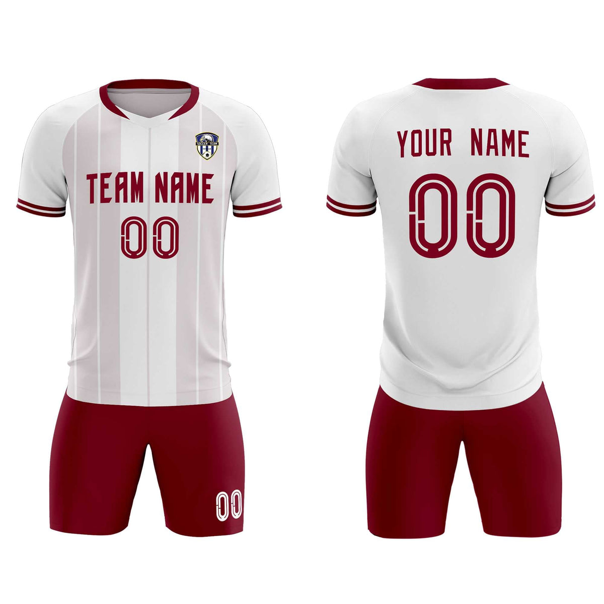 Custom White Classic Striped Personalized Football Kit Jersey