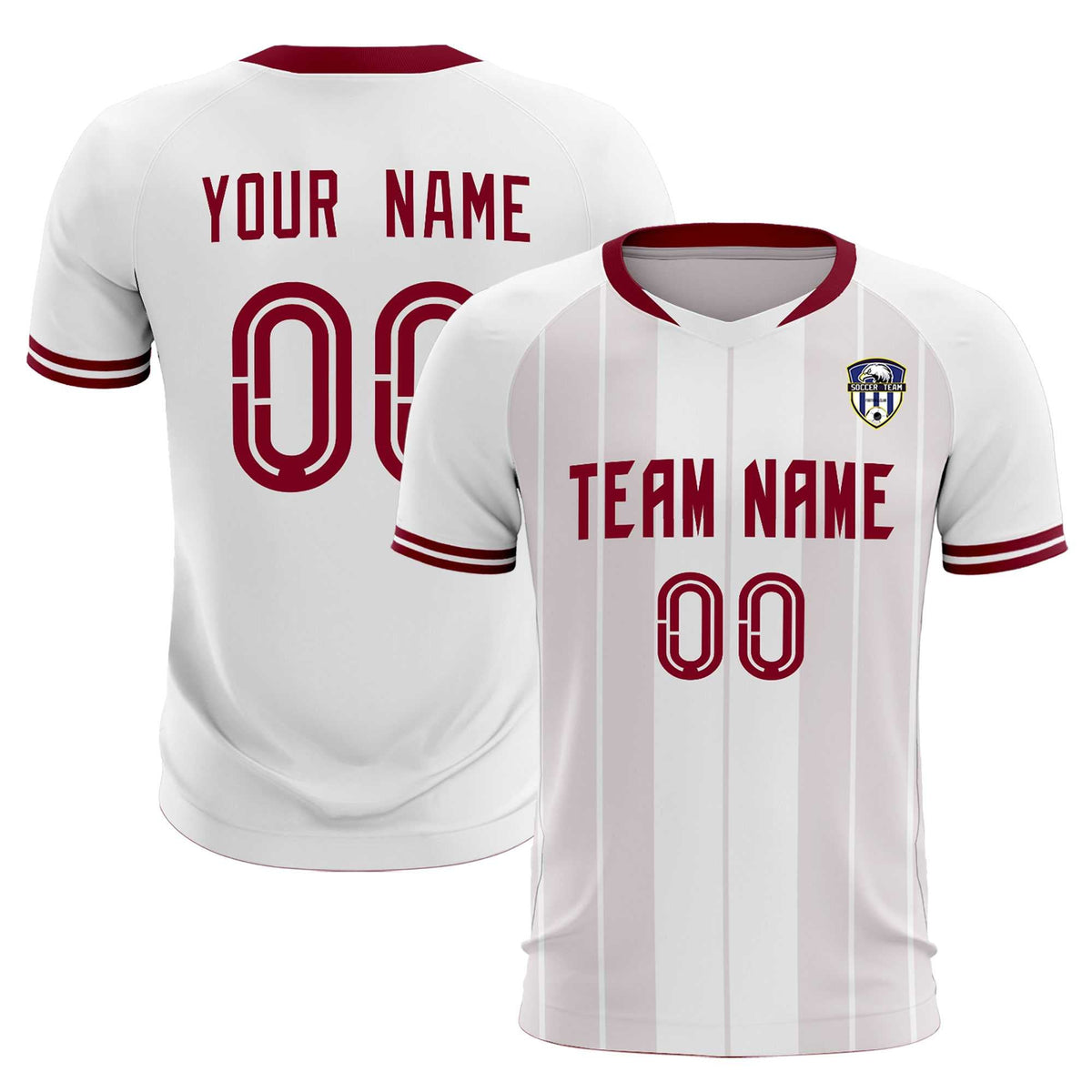 Custom White Classic Striped Personalized Football Kit Jersey