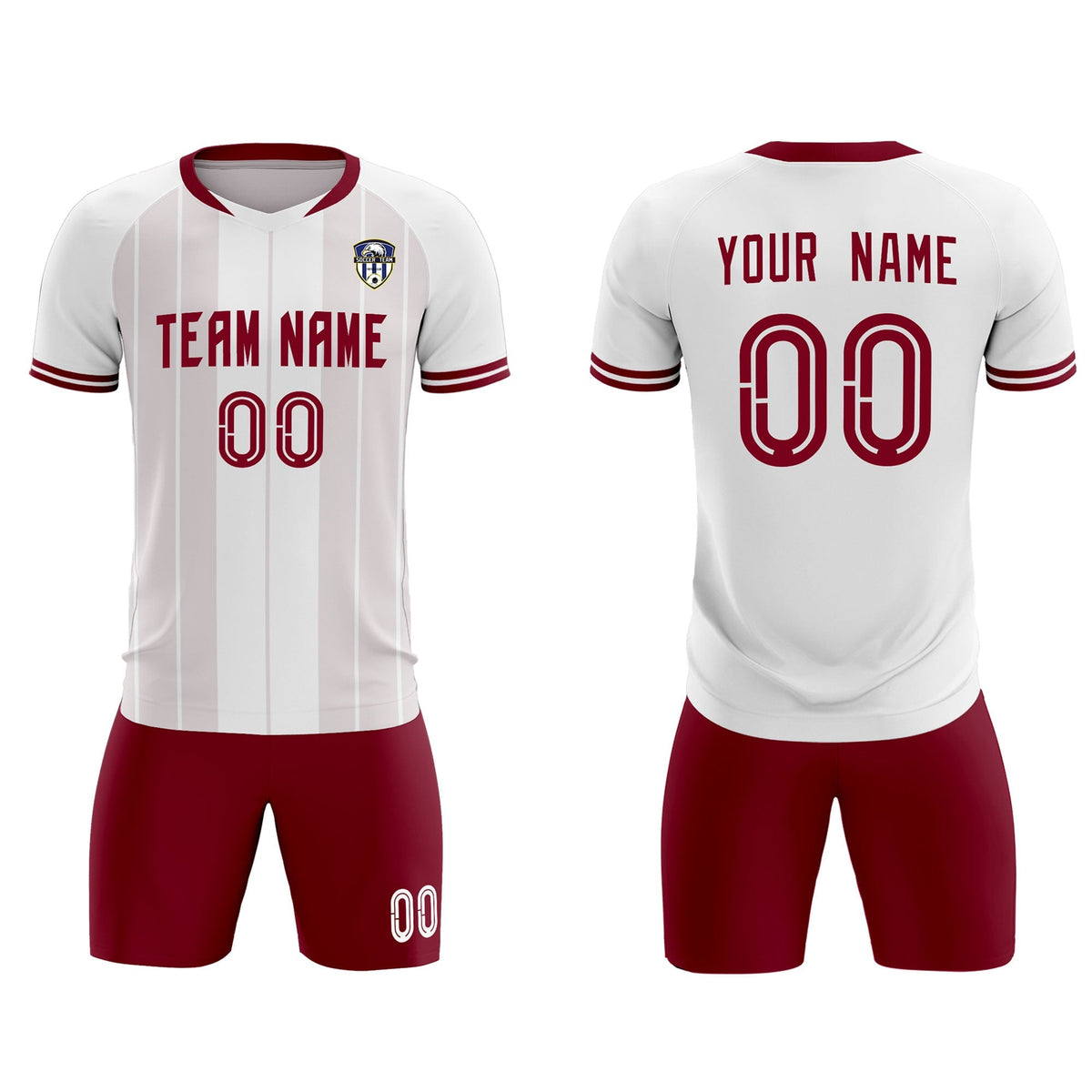 Custom White Classic Striped Personalized Football Kit Jersey