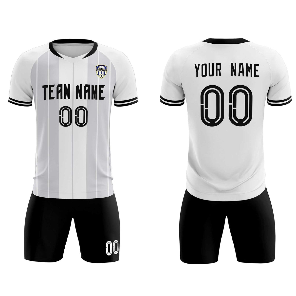 Custom White Classic Striped Personalized Football Kit Jersey