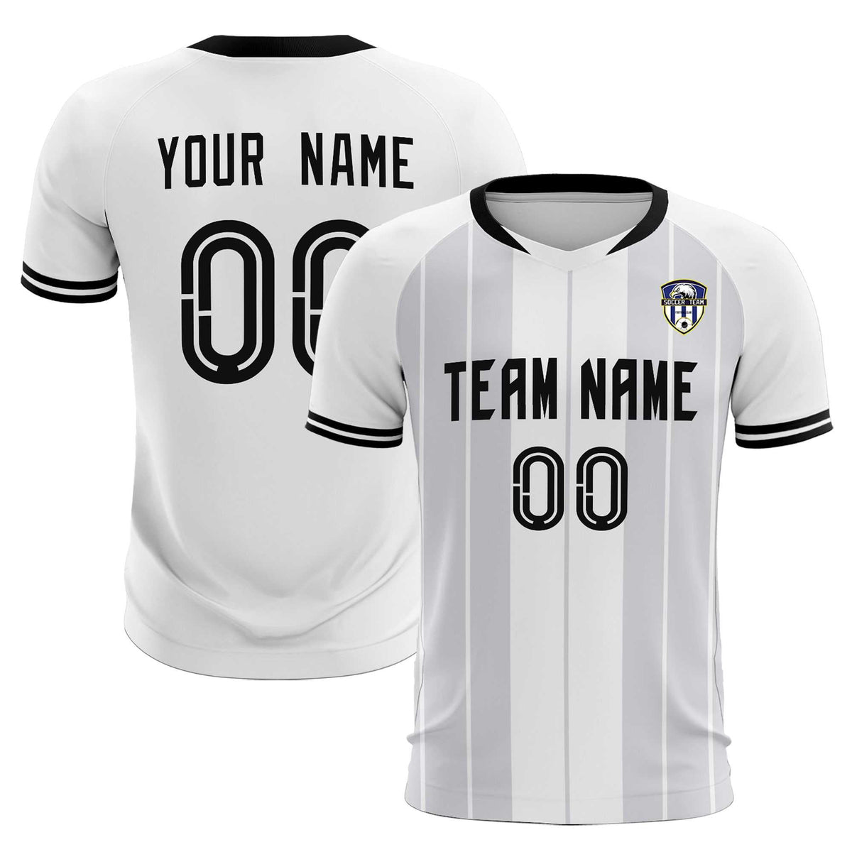 Custom White Classic Striped Personalized Football Kit Jersey