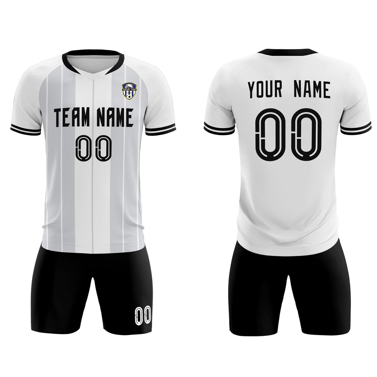 Custom White Classic Striped Personalized Football Kit Jersey