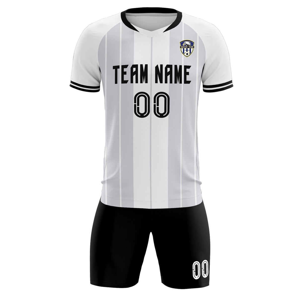 Custom White Classic Striped Personalized Football Kit Jersey