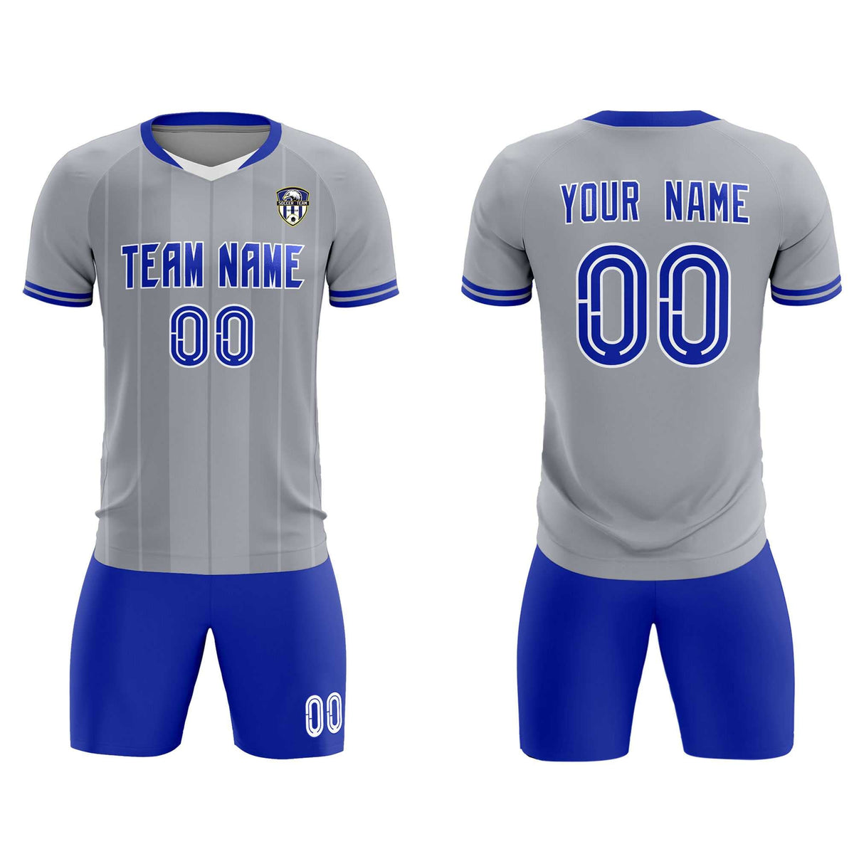 Custom Gray Classic Striped Personalized Football Kit Jersey
