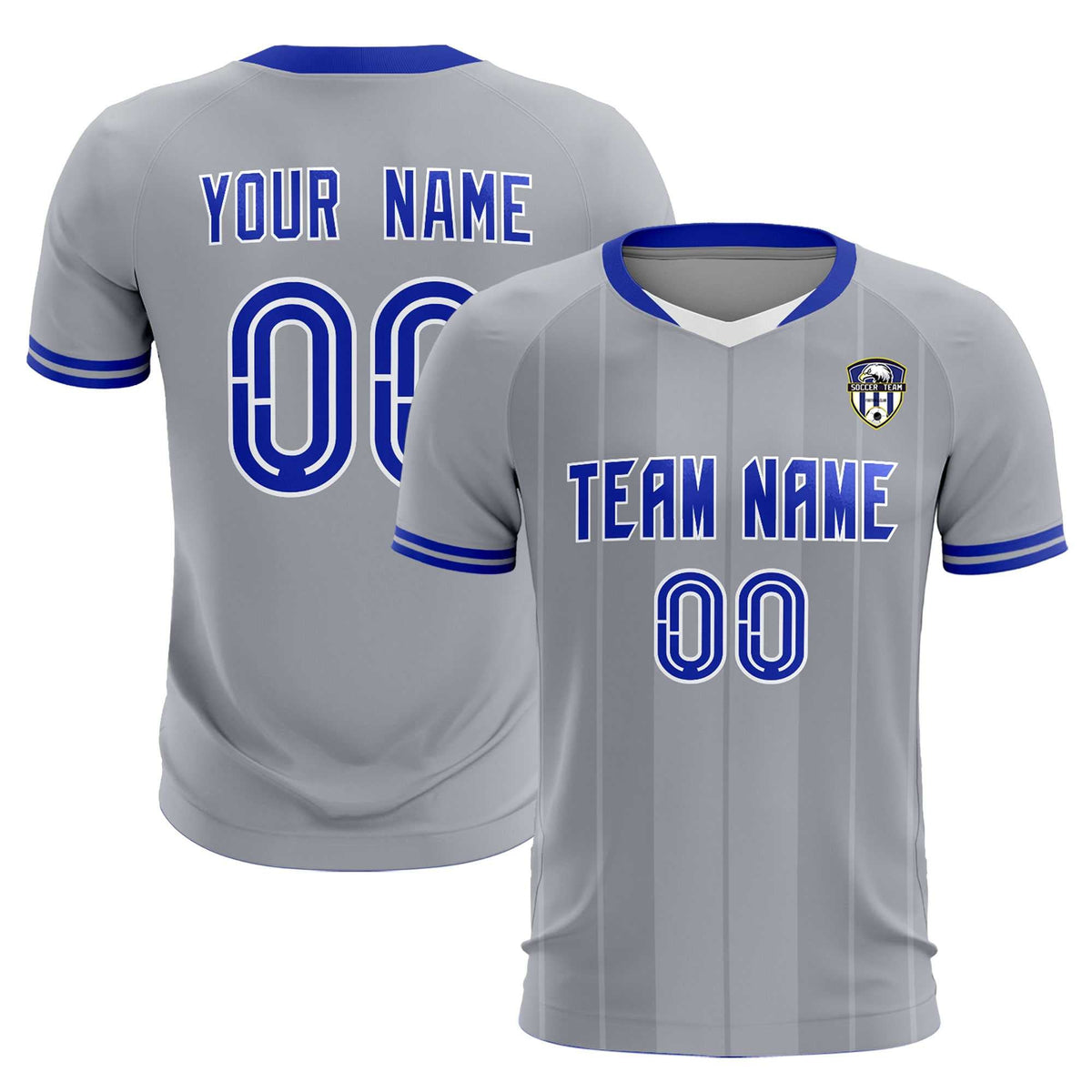 Custom Gray Classic Striped Personalized Football Kit Jersey