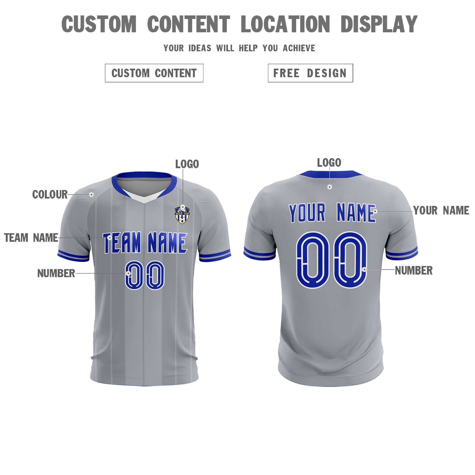 Custom Gray Classic Striped Personalized Football Kit Jersey