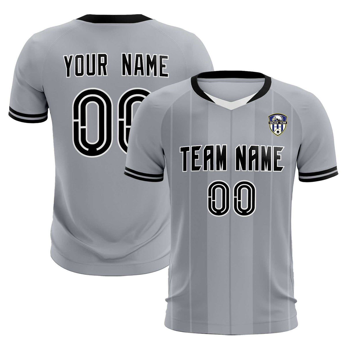Custom Gray Classic Striped Personalized Football Kit Jersey