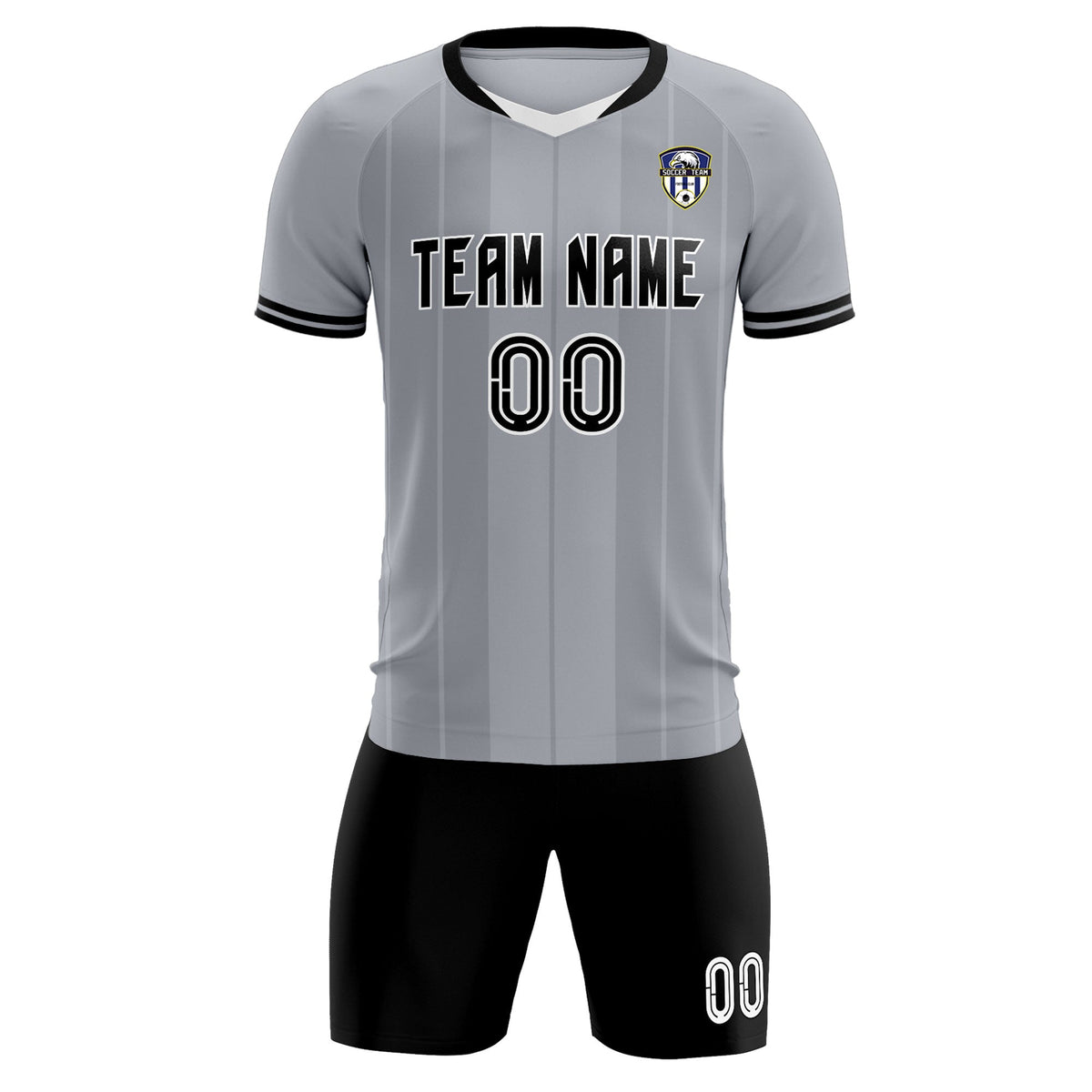 Custom Gray Classic Striped Personalized Football Kit Jersey