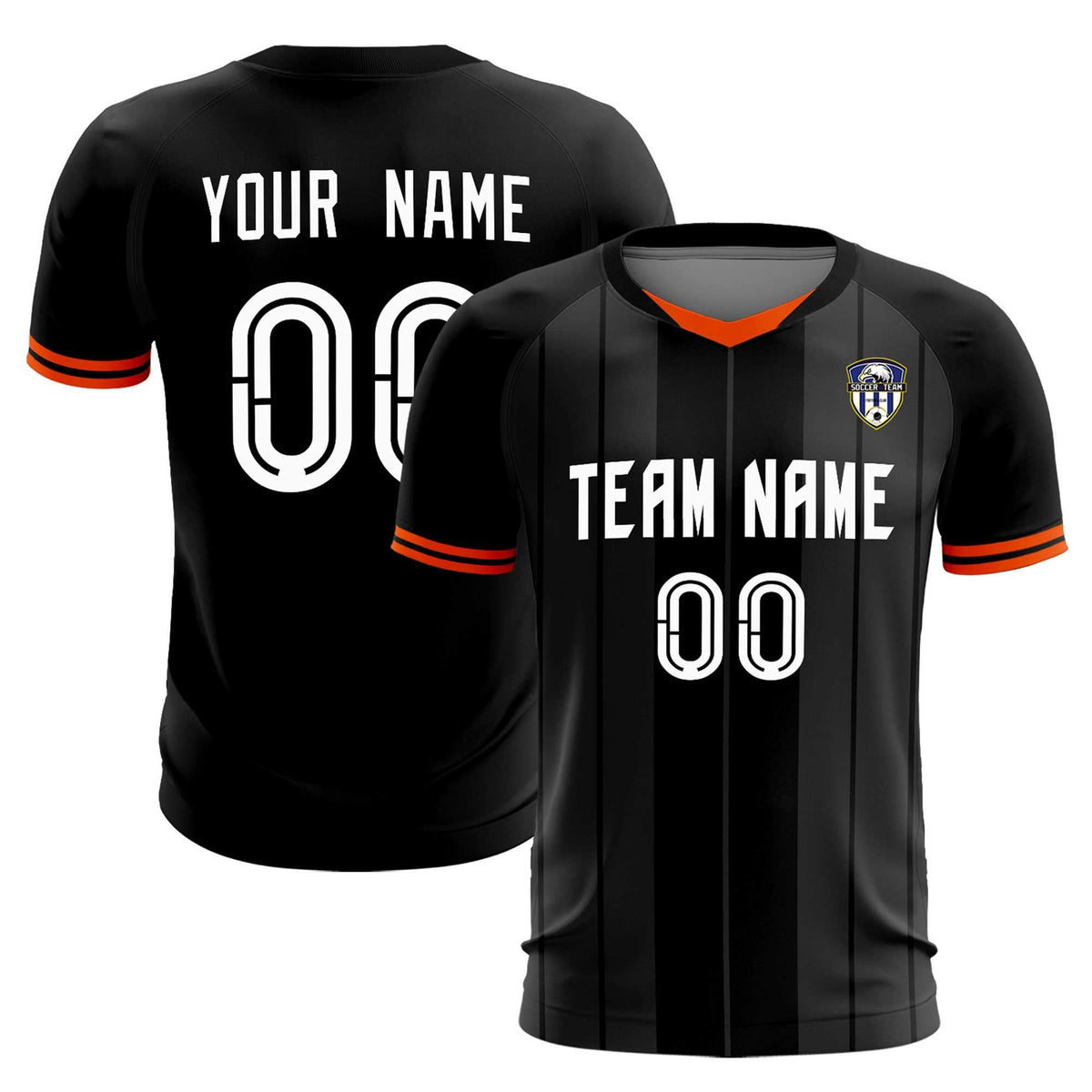 Custom Black Classic Striped Personalized Football Kit Jersey