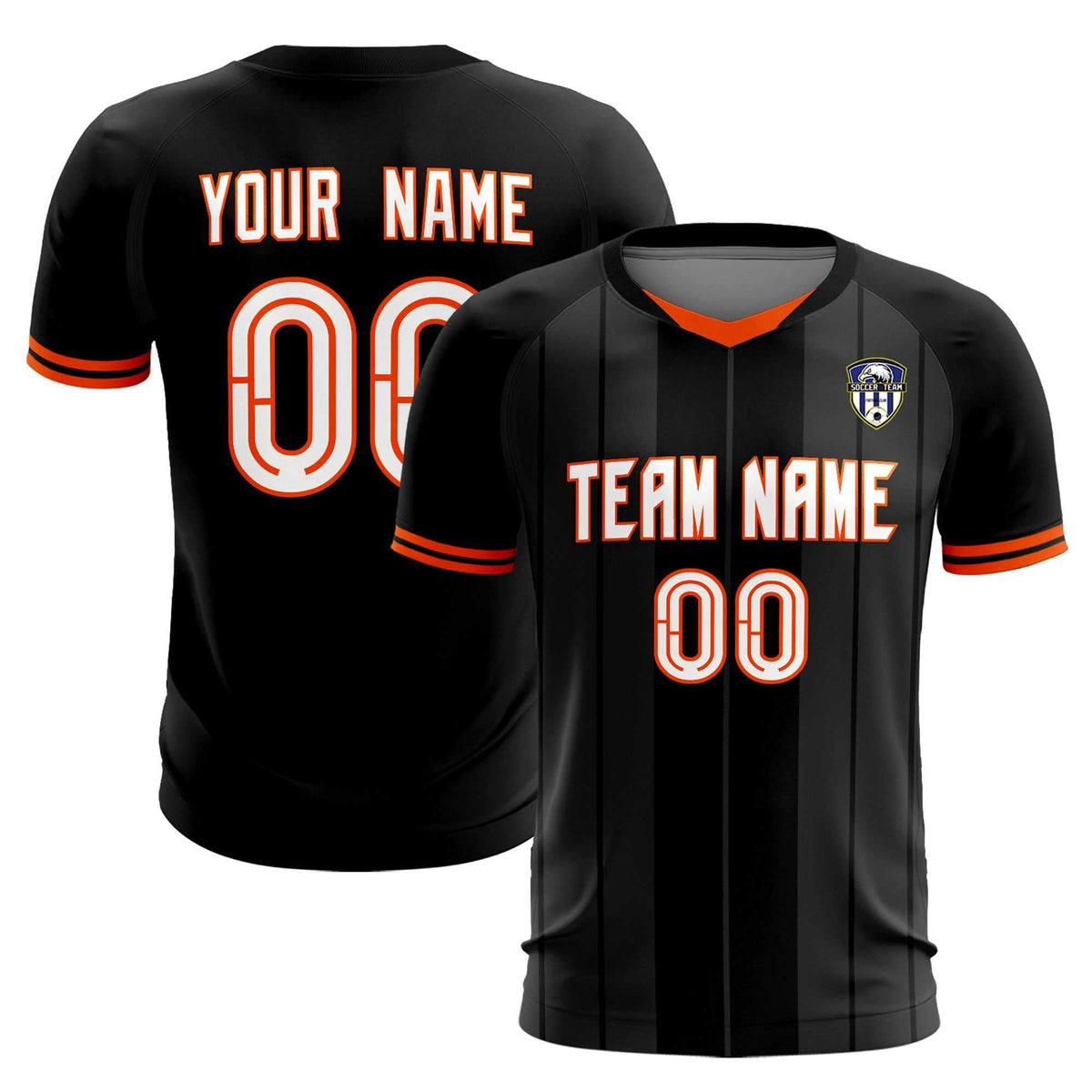 Custom Black Classic Striped Personalized Football Kit Jersey