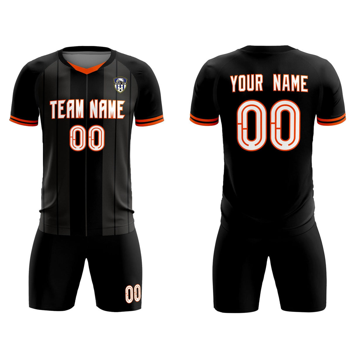 Custom Black Classic Striped Personalized Football Kit Jersey