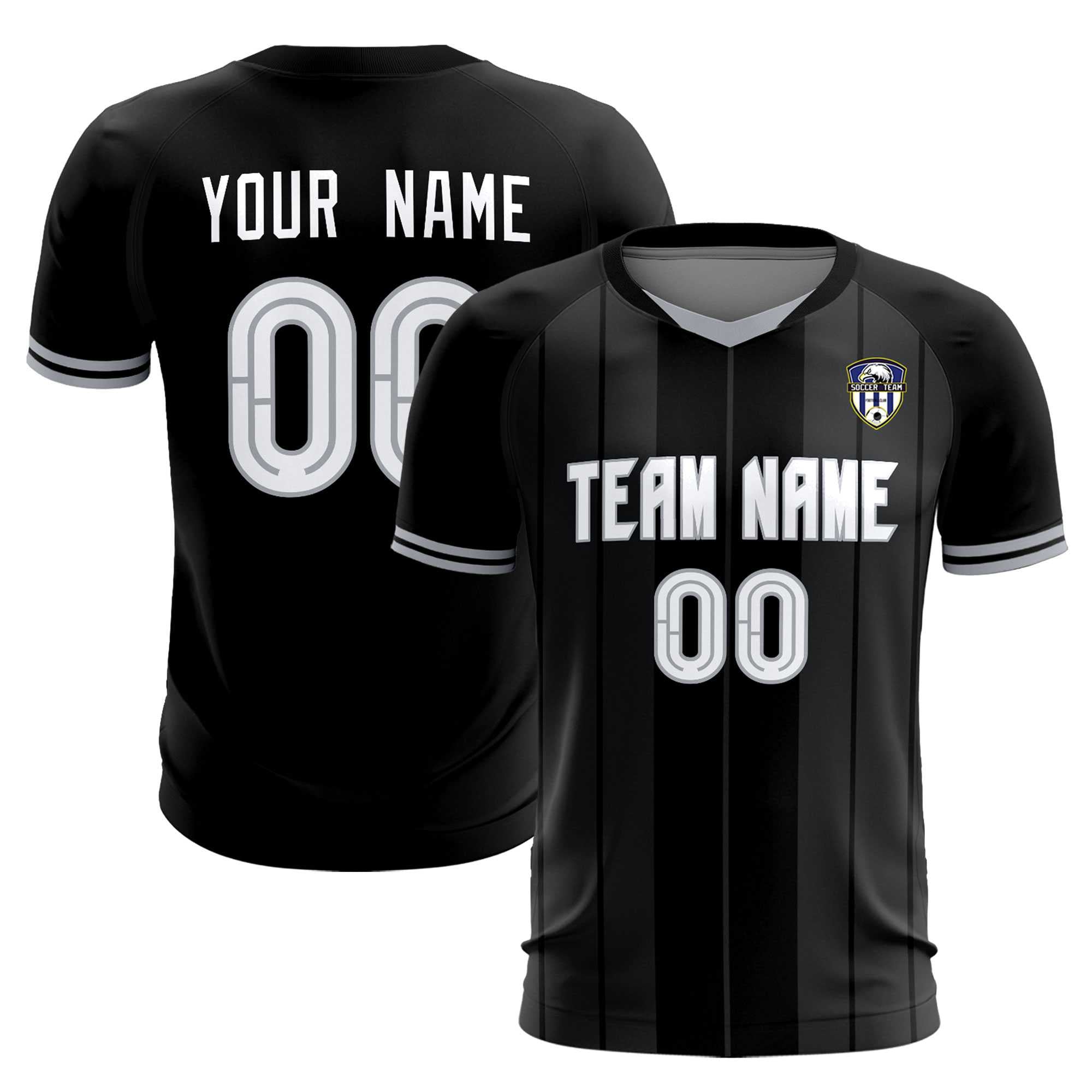 Custom Black Classic Striped Personalized Football Kit Jersey