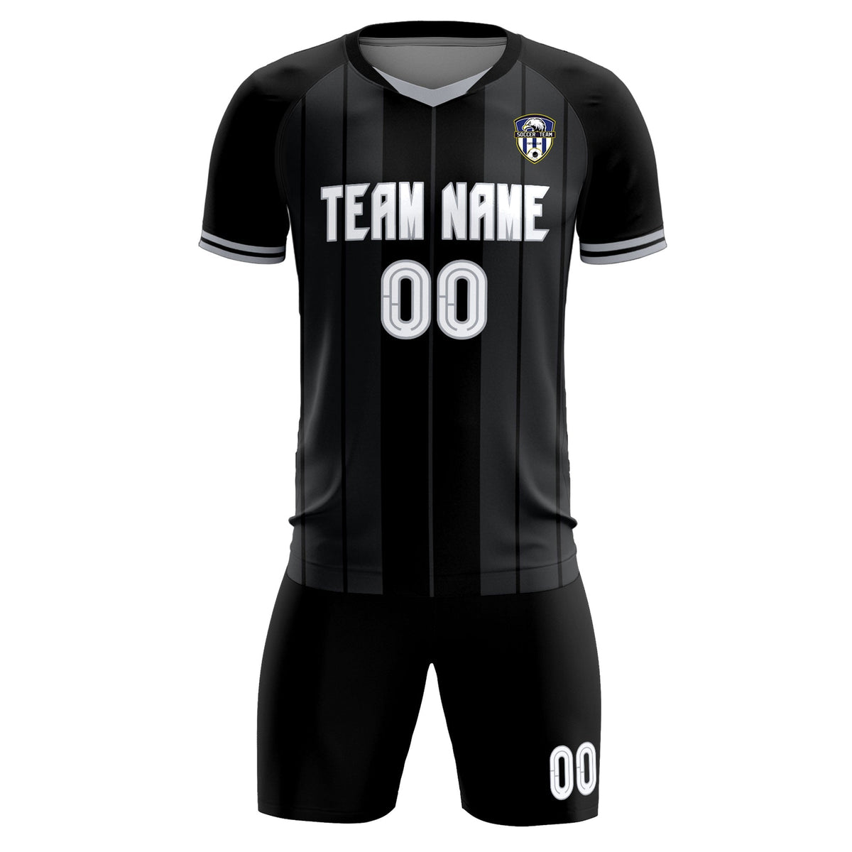 Custom Black Classic Striped Personalized Football Kit Jersey