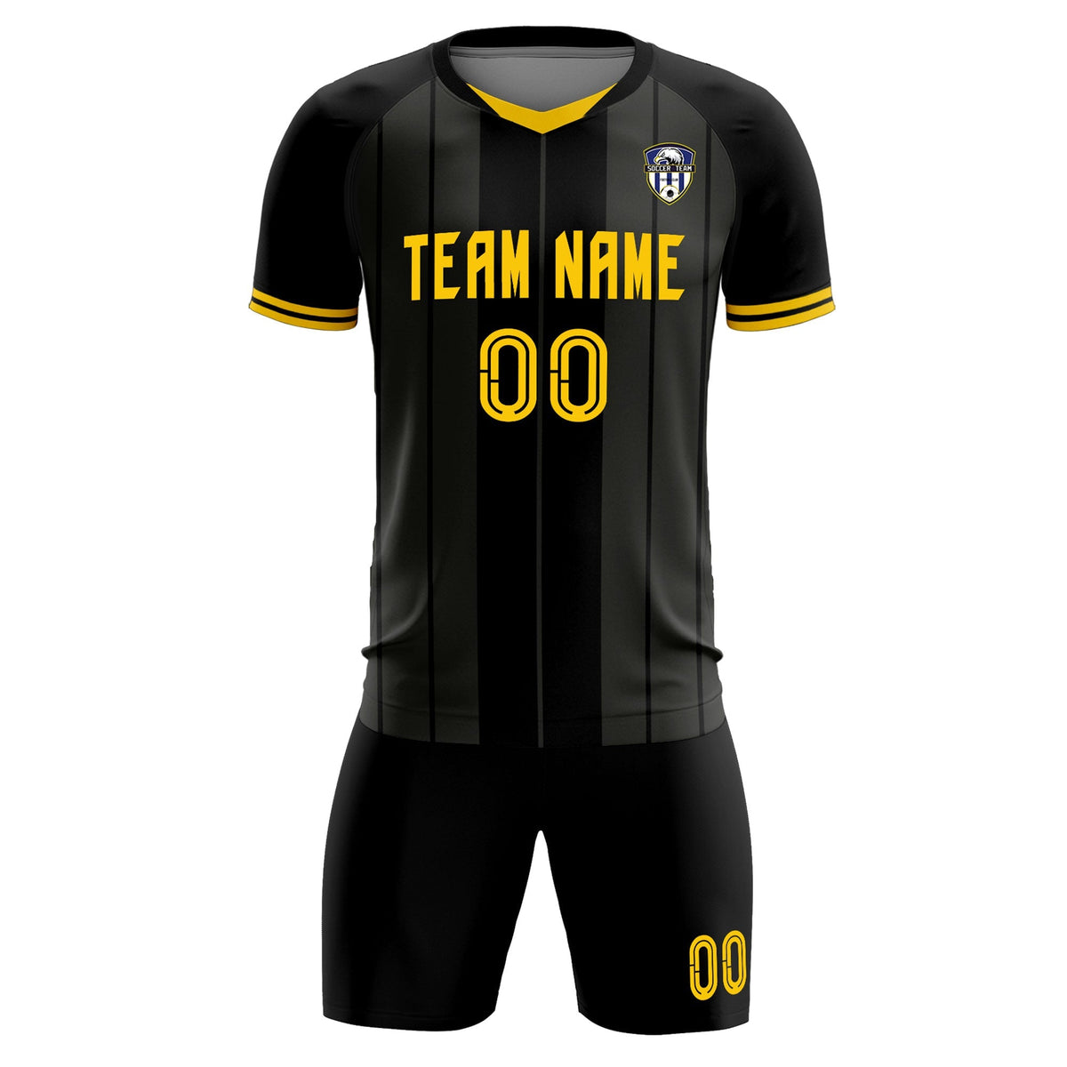 Custom Black Classic Striped Personalized Football Kit Jersey