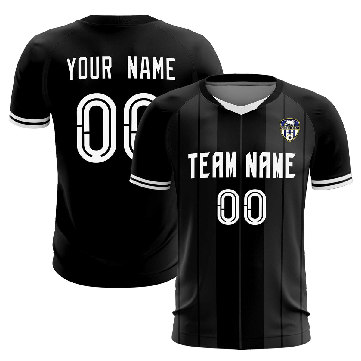 Custom Black Classic Striped Personalized Football Kit Jersey