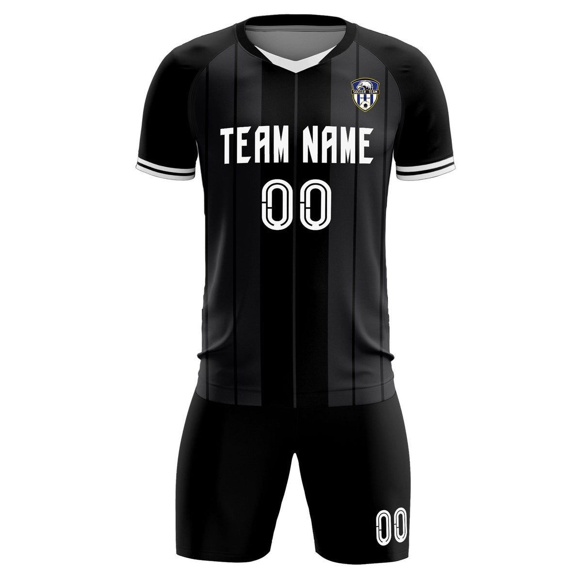 Custom Black Classic Striped Personalized Football Kit Jersey