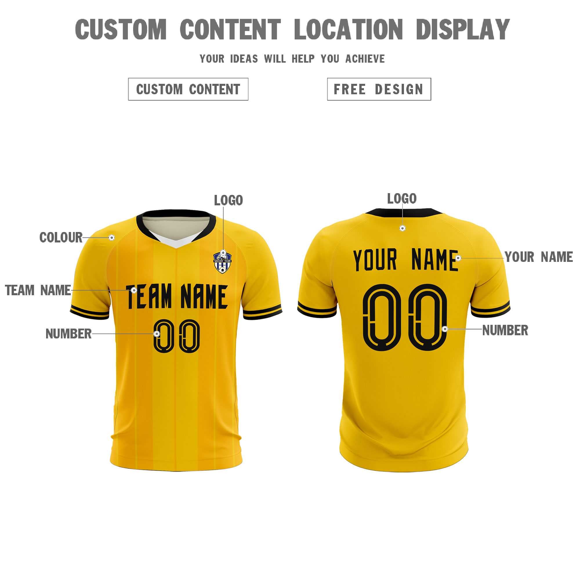 Custom Gold Classic Striped Personalized Football Kit Jersey