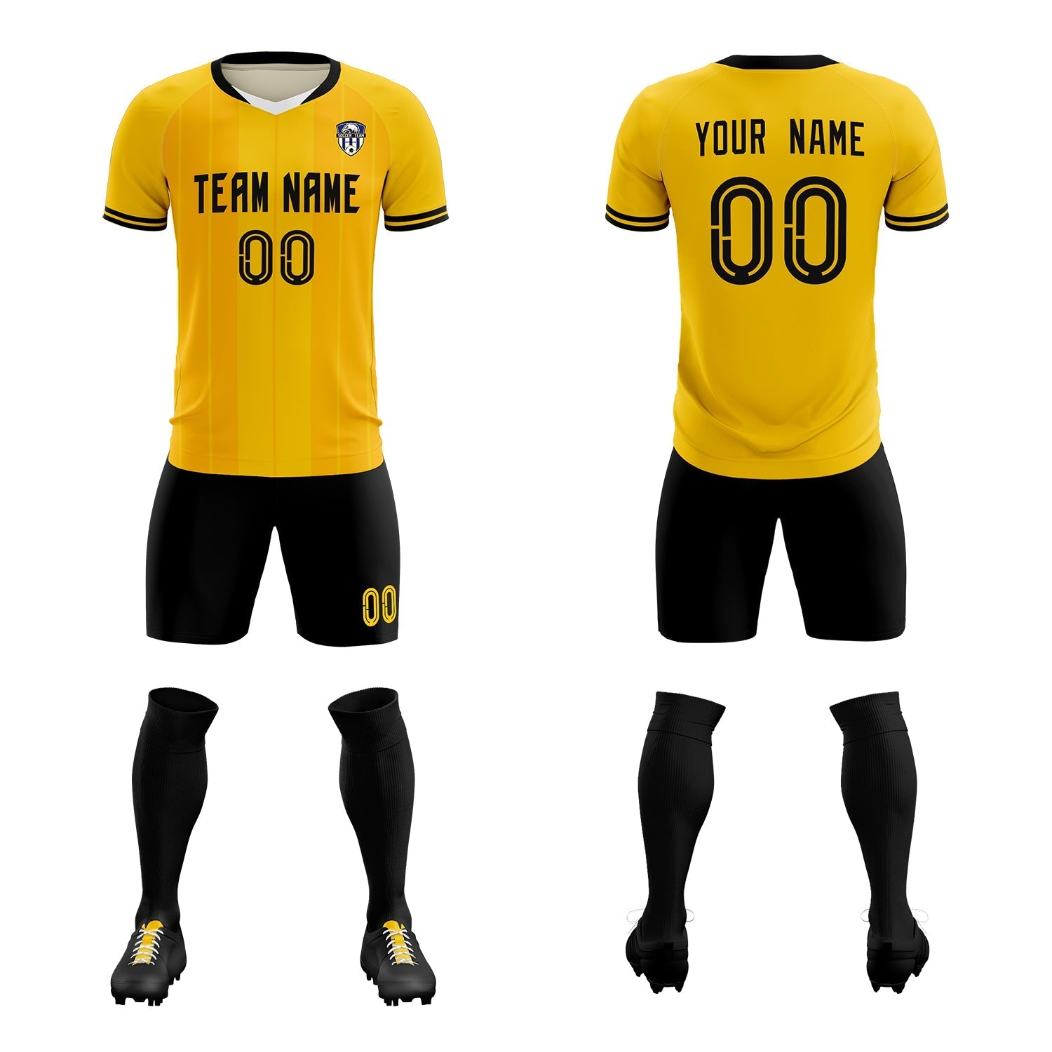 Custom Gold Classic Striped Personalized Football Kit Jersey