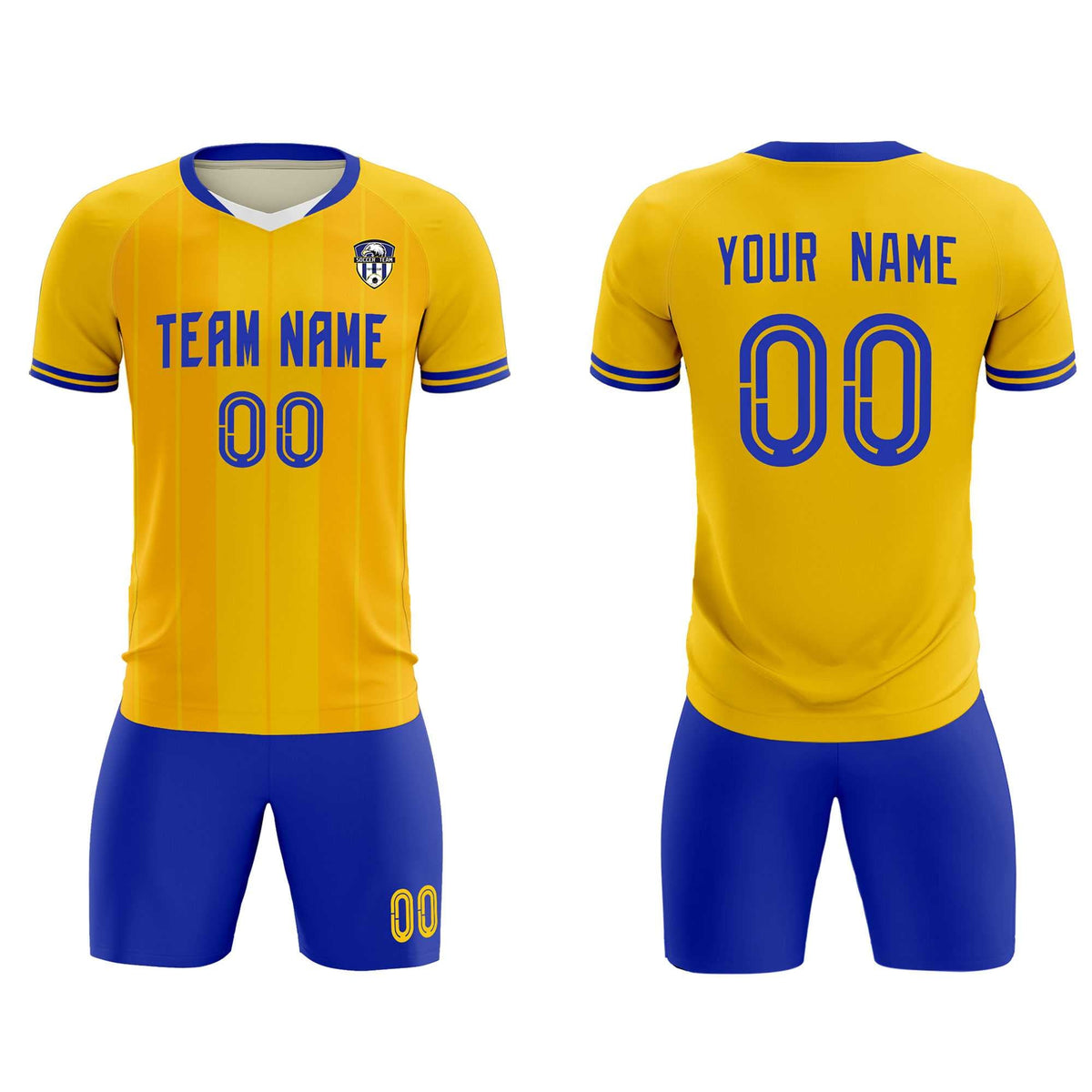 Custom Gold Classic Striped Personalized Football Kit Jersey