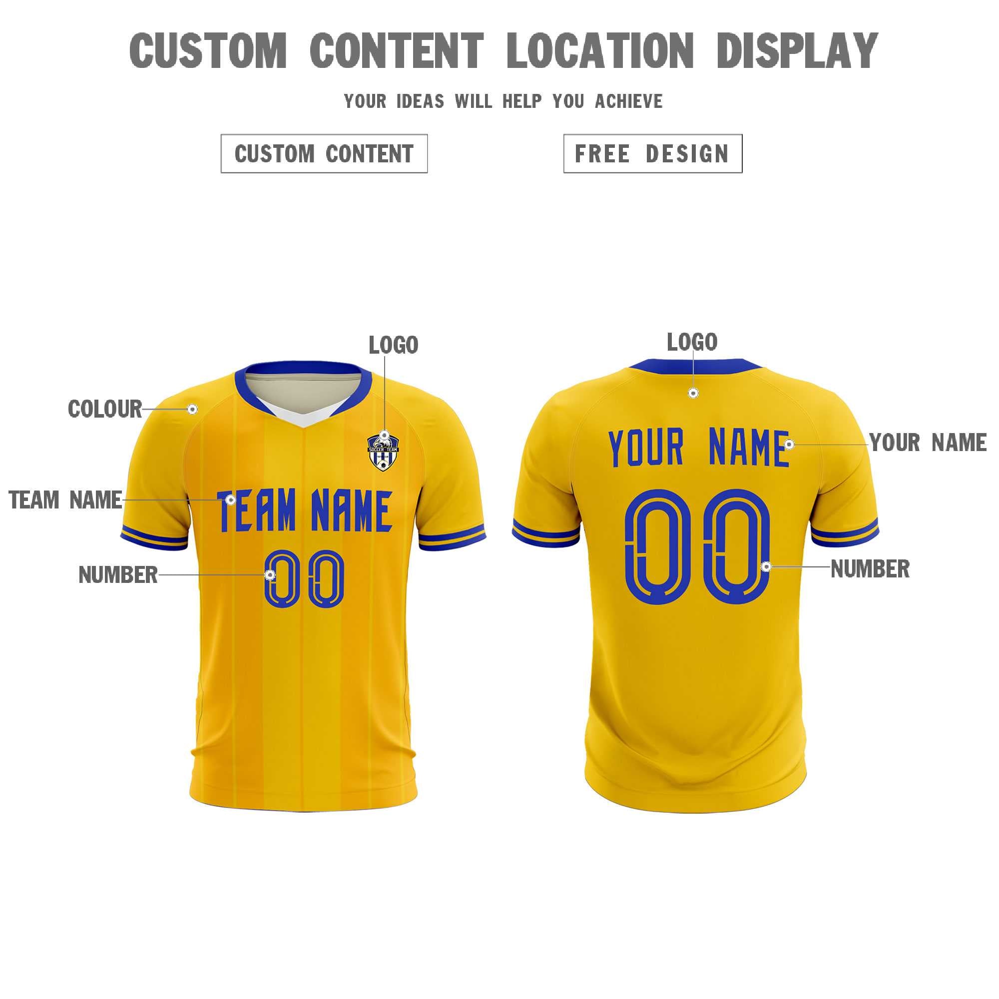 Custom Gold Classic Striped Personalized Football Kit Jersey