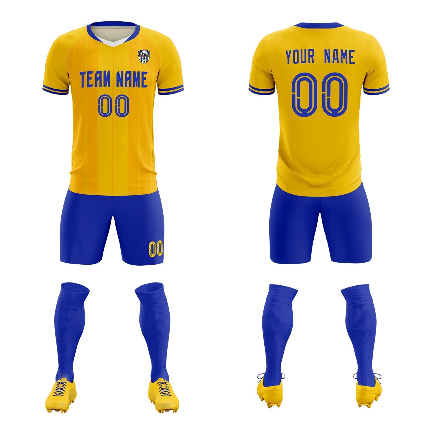 Custom Gold Classic Striped Personalized Football Kit Jersey