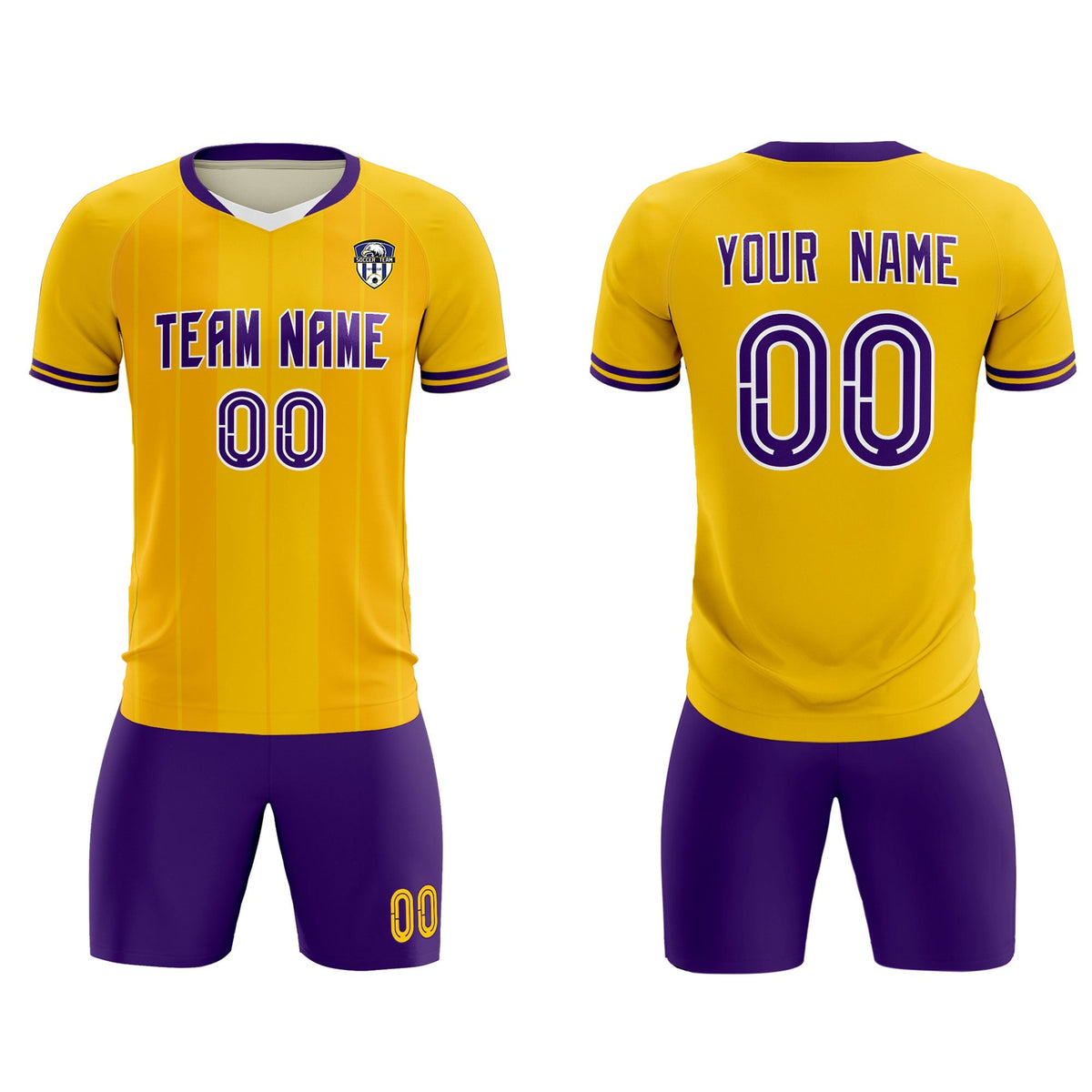 Custom Gold Classic Striped Personalized Football Kit Jersey