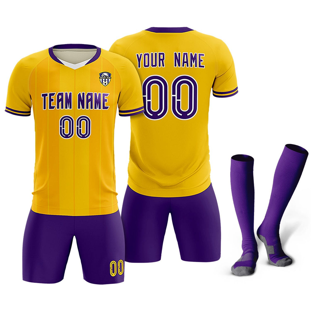 Custom Gold Classic Striped Personalized Football Kit Jersey