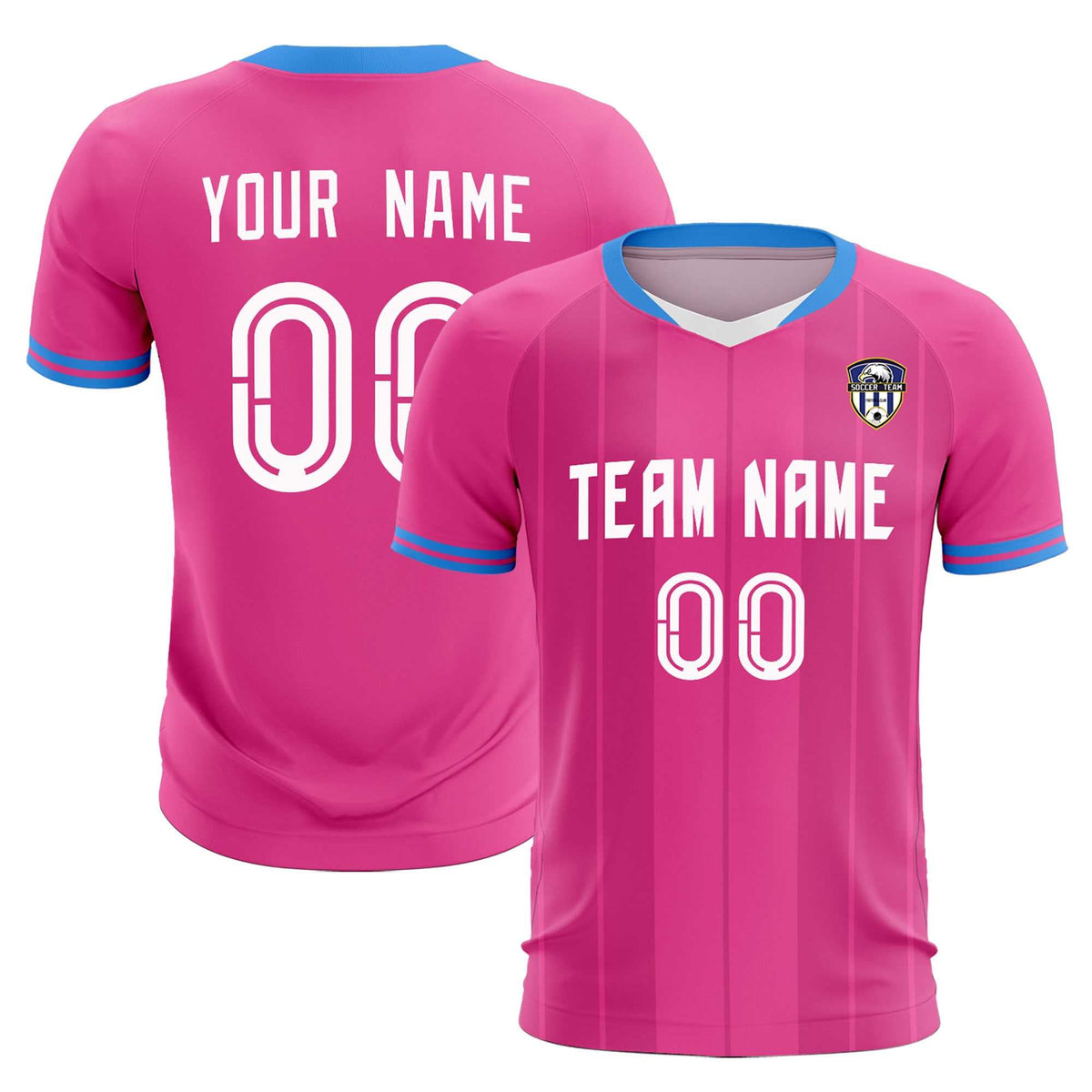 Custom Pink Classic Striped Personalized Football Kit Jersey