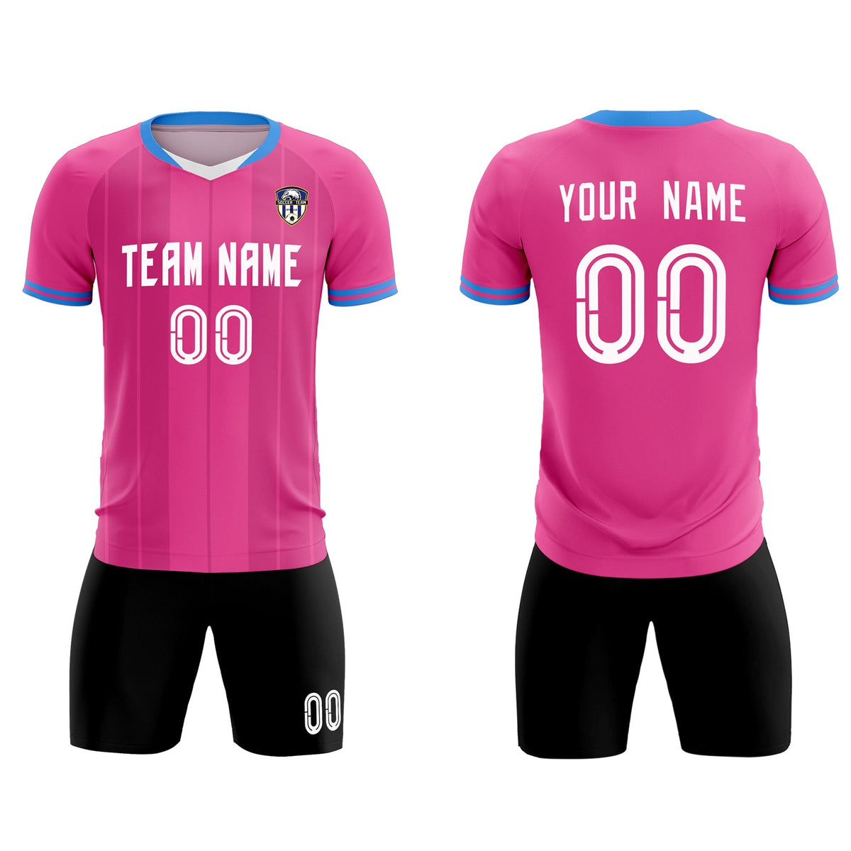 Custom Pink Classic Striped Personalized Football Kit Jersey