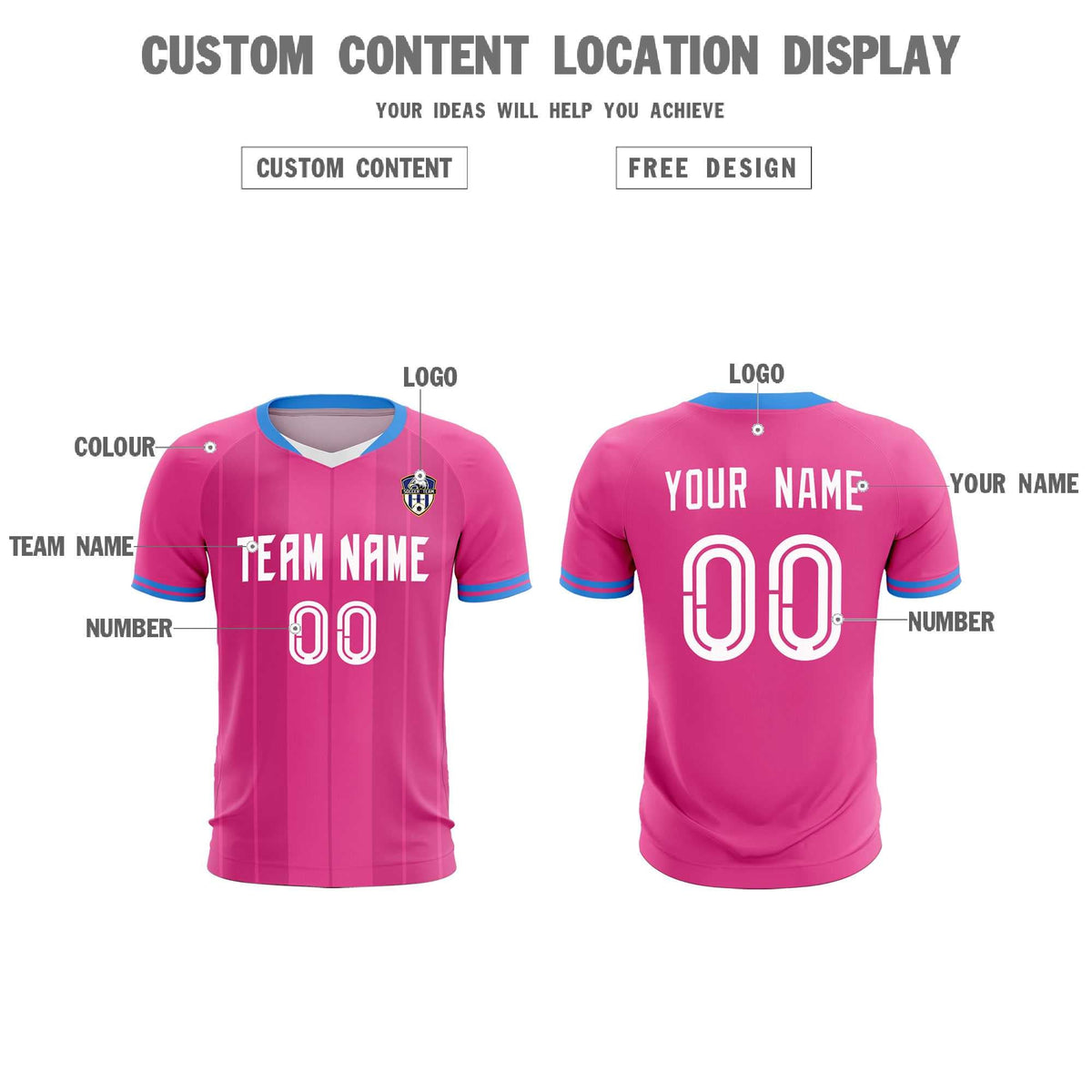 Custom Pink Classic Striped Personalized Football Kit Jersey