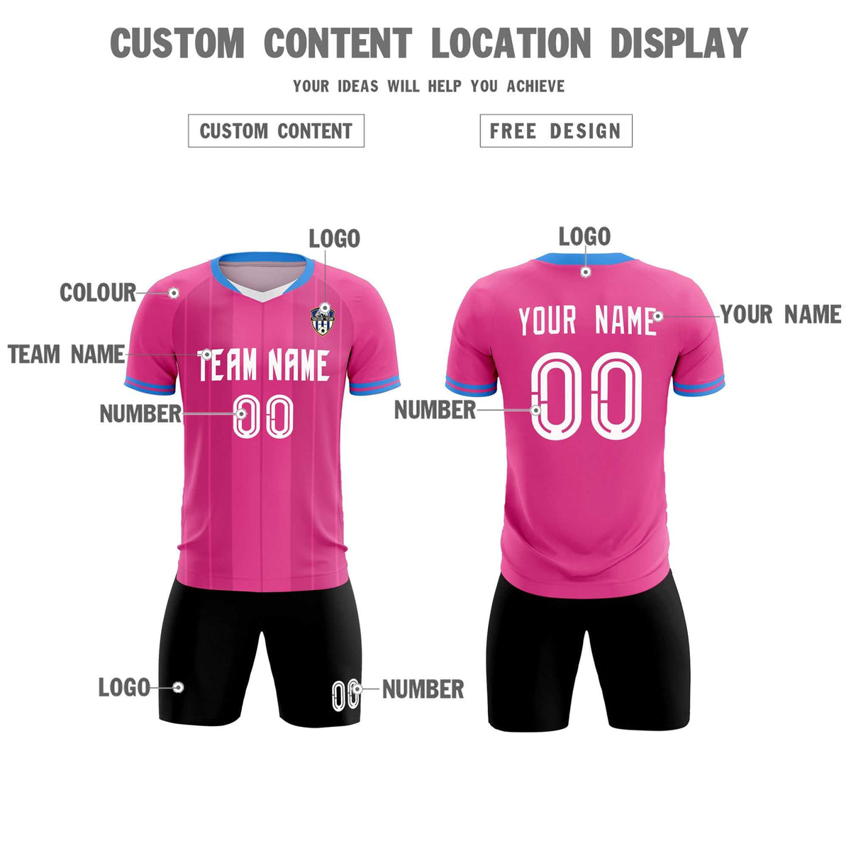 Custom Pink Classic Striped Personalized Football Kit Jersey