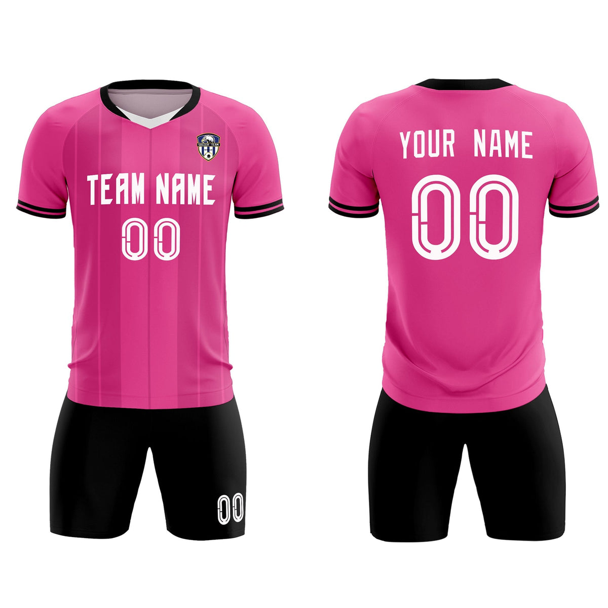 Custom Pink Classic Striped Personalized Football Kit Jersey