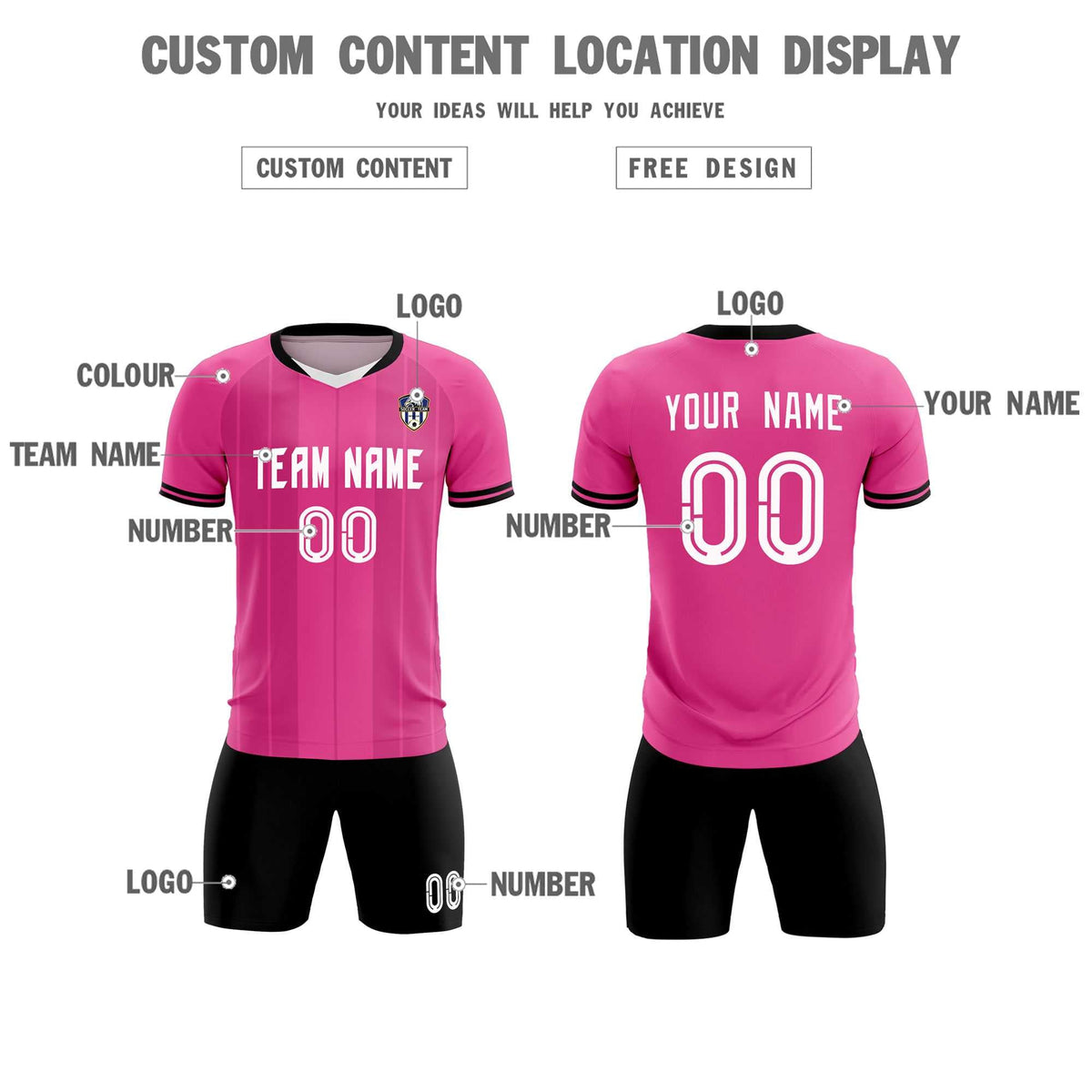 Custom Pink Classic Striped Personalized Football Kit Jersey