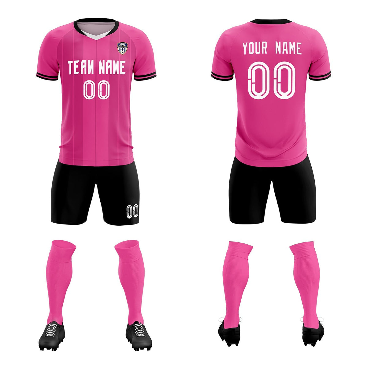 Custom Pink Classic Striped Personalized Football Kit Jersey