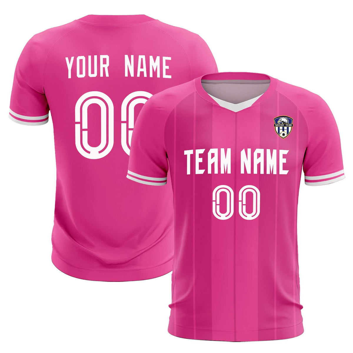 Custom Pink Classic Striped Personalized Football Kit Jersey